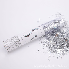 Пневмохлопушка, Серебро, Конфетти дробленое, 40 см, 1 шт.