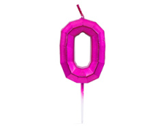 Свеча -цифра "0" Диамант Маджента 4,5смV